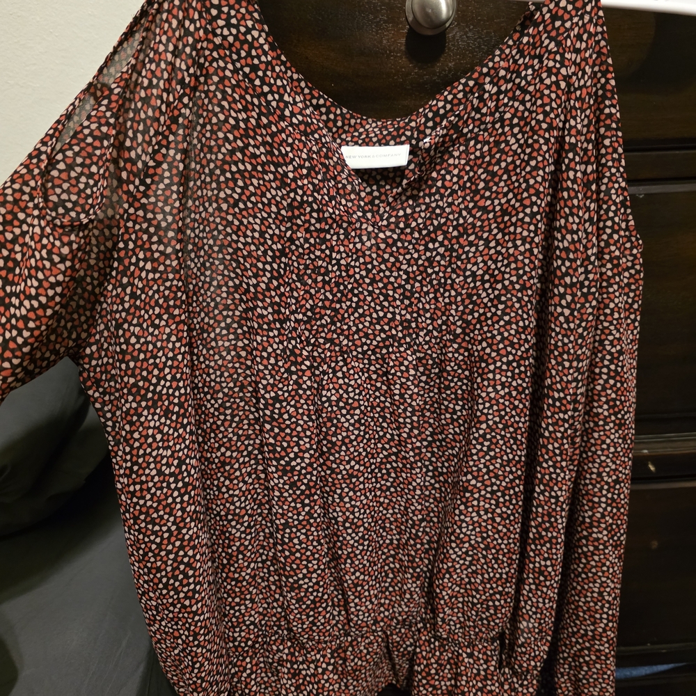 New York & Company Red and Black Blouse